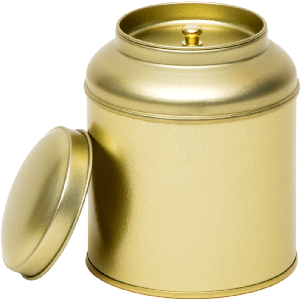 Rond blik met deksel en binnendeksel groot, Goud