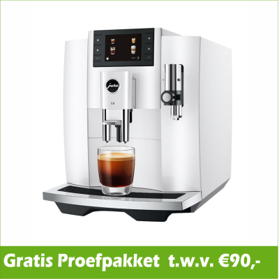 JURA E8 Piano White (EC) + €90 Gratis proefpakket