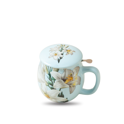 Il mondo del te - Theemok lichtblauw met bloemenprint