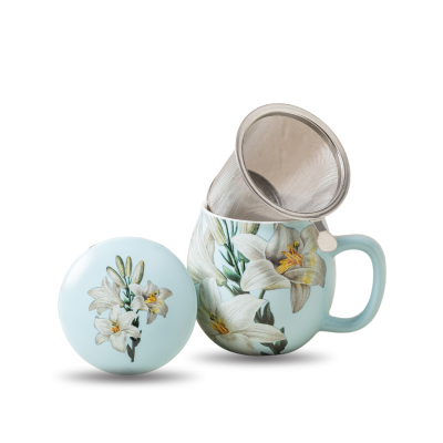 Il mondo del te - Theemok lichtblauw met bloemenprint