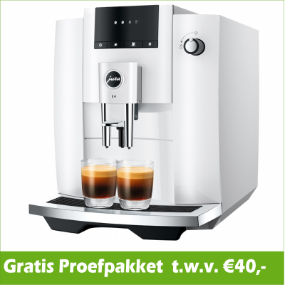 JURA E4 Piano White EUR 739,- en gratis proefpakket nu scherp geprijsd