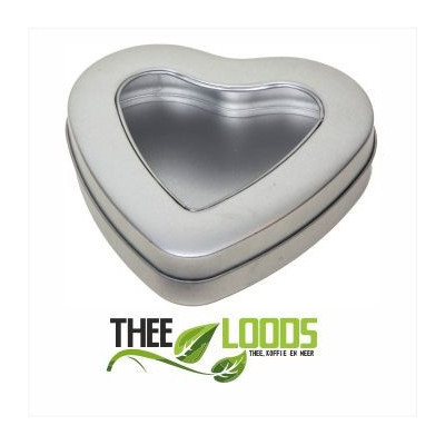 Theebewaarblikje hart vorm - circa 50 gram