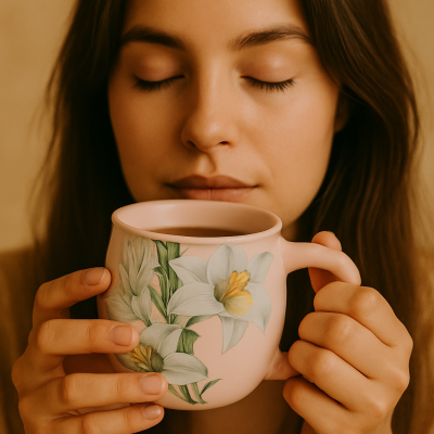 Il Mondo del Te - Theemok lichtroze met bloemenprint