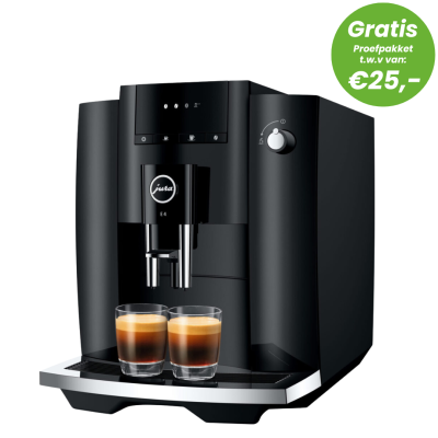 JURA E4 Piano Black € 729,- en gratis proefpakket nu scherp geprijsd